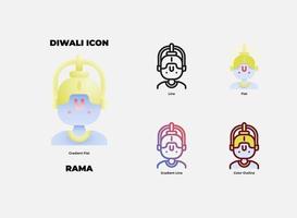 jeu d'icônes rama de caractère diwali vecteur