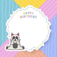 carte de voeux de joyeux anniversaire avec un personnage de dessin animé de chien mignon. illustration vectorielle vecteur