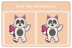 personnage de dessin animé de chien mignon. trouver des différences. jeu éducatif pour les enfants. illustration de vecteur de dessin animé