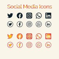 social médias Icônes avec unique couleurs. noir et Orange thème ensembles de social médias Icônes, X, Facebook, Instagram, et WhatsApp. LinkedIn. vecteur art
