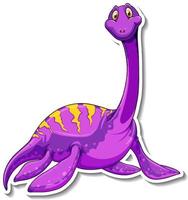 autocollant de personnage de dessin animé de dinosaure élasmosaurus vecteur