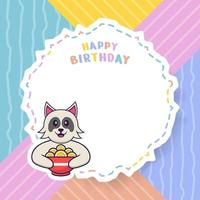 carte de voeux de joyeux anniversaire avec un personnage de dessin animé de chien mignon. illustration vectorielle vecteur