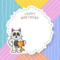 carte de voeux de joyeux anniversaire avec un personnage de dessin animé de chien mignon. illustration vectorielle vecteur