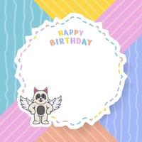 carte de voeux de joyeux anniversaire avec un personnage de dessin animé de chien mignon. illustration vectorielle vecteur