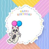 carte de voeux de joyeux anniversaire avec un personnage de dessin animé de chien mignon. illustration vectorielle vecteur