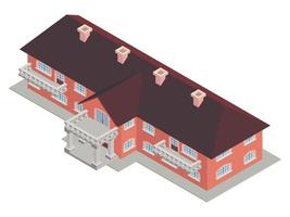 construction d'un toit brun de vecteur isométrique d'école privée