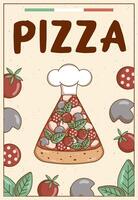 italien vite nourriture pièce Pizza. affiche, carte, prospectus, menu et spécial offre. vecteur illustration.