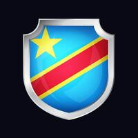démocratique république de le Congo argent bouclier drapeau icône vecteur