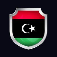 Libye argent bouclier drapeau icône vecteur