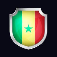 Sénégal argent bouclier drapeau icône vecteur
