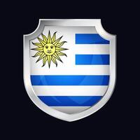 Uruguay argent bouclier drapeau icône vecteur