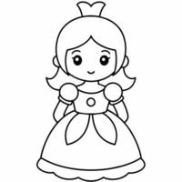 Princesse noir et blanc vecteur illustration pour coloration livre