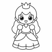 Princesse noir et blanc vecteur illustration pour coloration livre