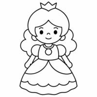 Princesse noir et blanc vecteur illustration pour coloration livre