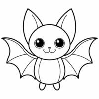 chauve souris noir et blanc vecteur illustration pour coloration livre