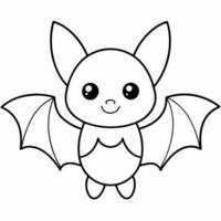 chauve souris noir et blanc vecteur illustration pour coloration livre