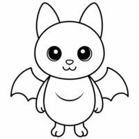 chauve souris noir et blanc vecteur illustration pour coloration livre