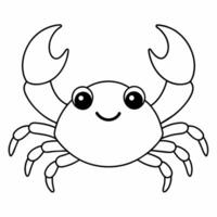 une coloration livre cette spectacles une Facile dessin de une crabe. vecteur