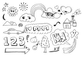 doodle mignon dessiné à la main sur fond blanc. doodle design elements.doodle kids pour la décoration et la page de coloriage. vecteur