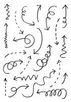 éléments de conception de griffonnage. flèches dessinées à la main isolées sur fond blanc. illustration vectorielle. vecteur