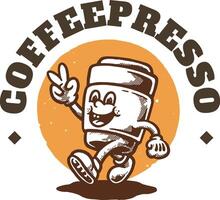 content café tasse personnage mascotte avec rétro style vecteur
