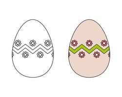 une ensemble de deux Pâques des œufs. coloré noir et blanc Pâques des œufs. coloration livre. contour dessin vecteur