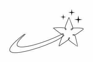 en hausse étoile vecteur icône de un ligne main dessin. Facile et minimaliste bande dessinée étoile griffonnage sur blanc Contexte.