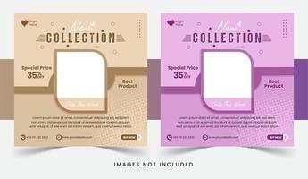 vecteur gratuit de collection de conception de poste de modèle de médias sociaux cosmétiques de beauté