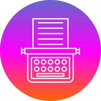 machine à écrire ligne pente cercle icône vecteur