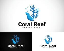 corail récif logo Créatif conception concept vague mer océan beauté plage animal poisson vecteur