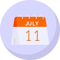 11ème de juillet glyphe plat bulle icône vecteur