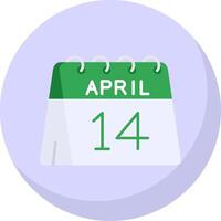 14e de avril glyphe plat bulle icône vecteur