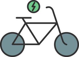 électrique vélo ligne rempli lumière icône vecteur