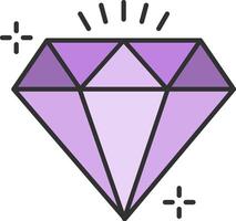 diamant ligne rempli lumière icône vecteur