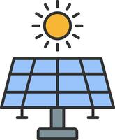 solaire énergie ligne rempli lumière icône vecteur