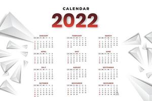 modèle de calendrier mensuel pour l'année 2022. la semaine commence le dimanche. calendrier mural dans un style minimaliste. vecteur