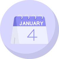 4e de janvier glyphe plat bulle icône vecteur