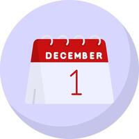 1er de décembre glyphe plat bulle icône vecteur