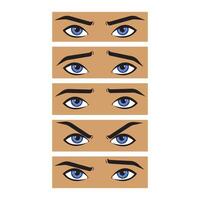 dessin animé expression yeux avec différent vues vecteur