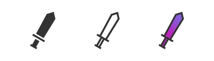 Facile épée icône. contour et plat vecteur illustration.