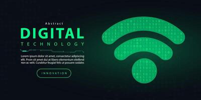 La technologie sans fil Wifi numérique futuriste l'Internet réseau lien foncé noir arrière-plan, vert abstrait cyber information communication, ai gros Les données science, innovation futur technologie illustration vecteur