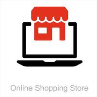 en ligne achats boutique et vente au détail icône concept vecteur