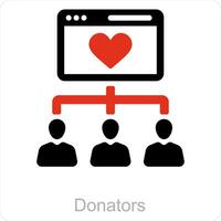 donateurs et faire un don icône concept vecteur