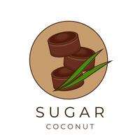 Facile dessin animé logo de marron paume sucre ou noix de coco sucre vecteur