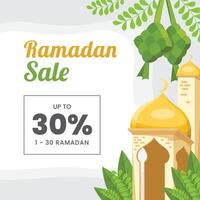 Ramadan vente plat vecteur islamique salutation conception