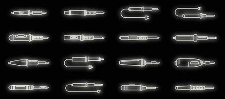 électrique soudure le fer Icônes ensemble vecteur néon