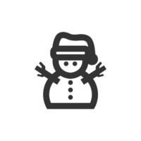 bonhomme de neige icône dans épais contour style. noir et blanc monochrome vecteur illustration.