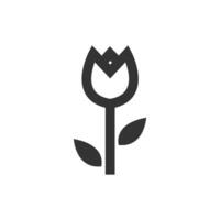 Rose icône dans épais contour style. noir et blanc monochrome vecteur illustration.