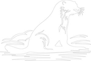 loutre rivière contour silhouette vecteur