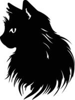 Oriental cheveux longs chat silhouette portrait vecteur